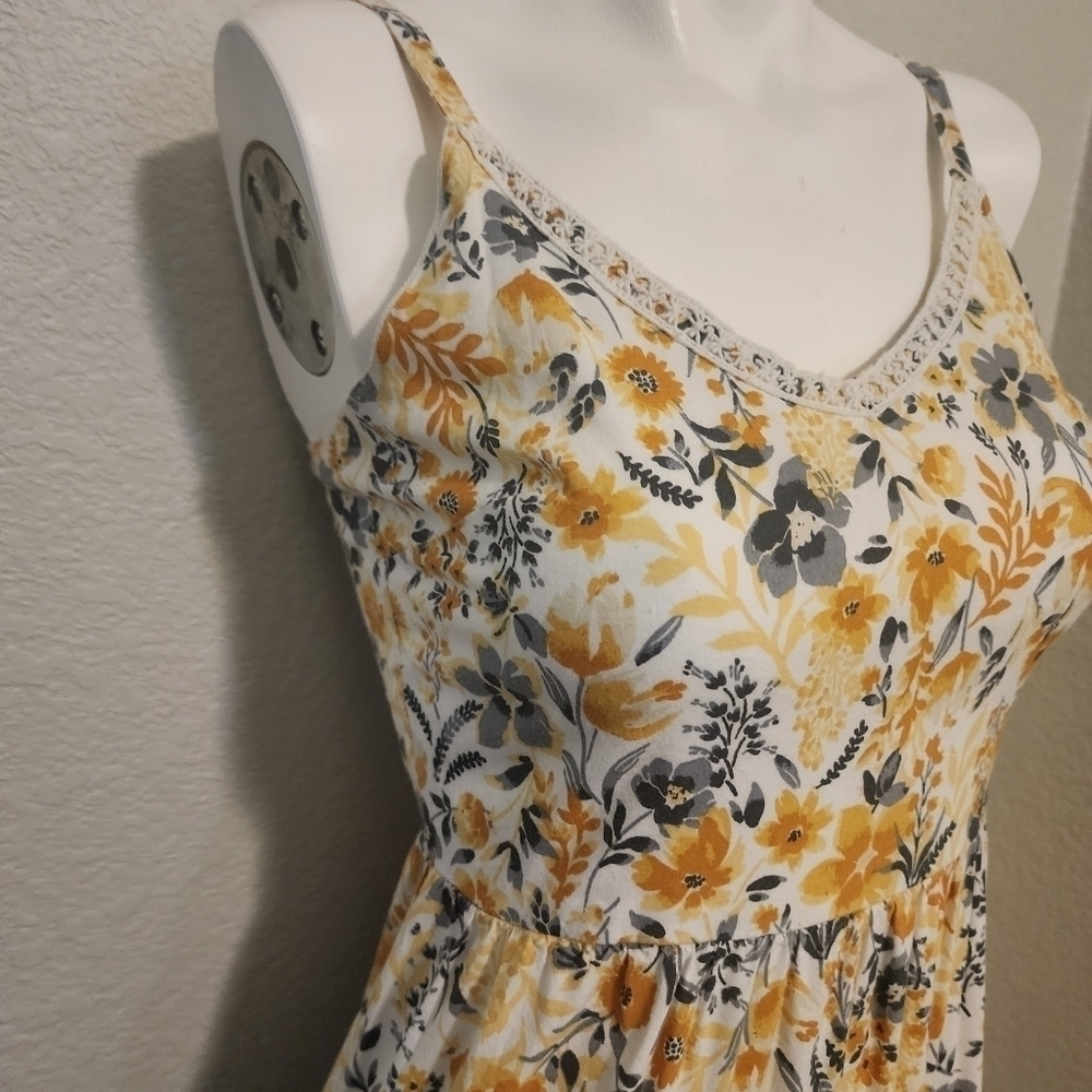 Joie Boho Spaghetti Strap Gold Floral Maxi Dress Size 2 - Picture 12 of 13